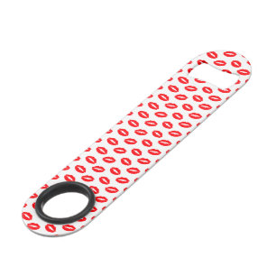 Super Bright Neon Red Lips On White Bar Key