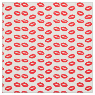 Super Bright Neon Red Lips On White Fabric