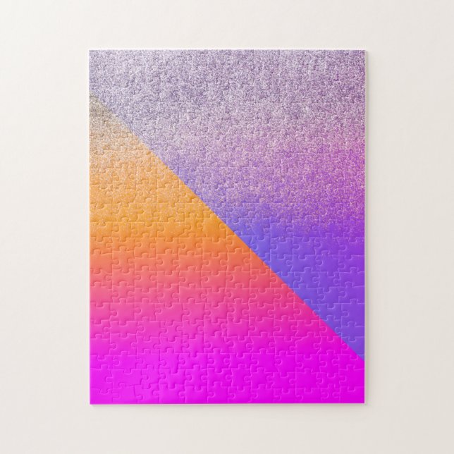 Super Bright Two Tone Geometrical Triangle Glitter Jigsaw Puzzle (Vertical)