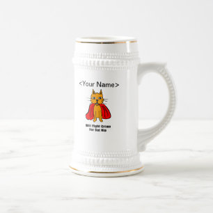 Super Cat Fight Crime For Catnip ( add your name ) Beer Stein