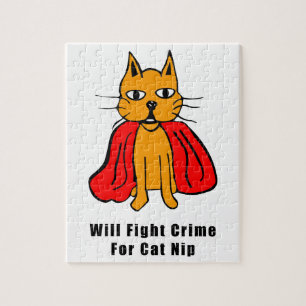 Super Cat Fight Crime For Catnip ( add your name ) Jigsaw Puzzle