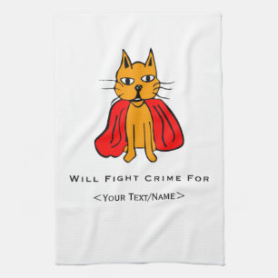 Super Cat Fight Crime For <Your Text/Name> Kitchen Towel
