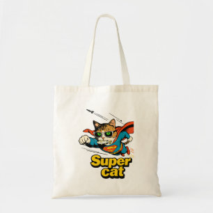 Super Cat Flying with Fish Tote Bag