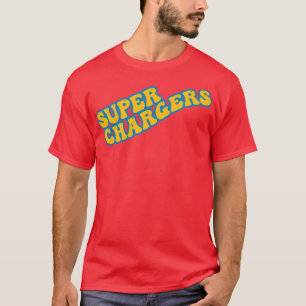 Super Chargers with Yellow text and Powder Blue Ou T-Shirt