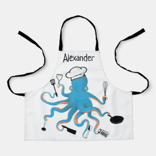 Super Chef Blue Octopus Personalize Apron