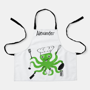 Super Chef Green Octopus Personalize Apron