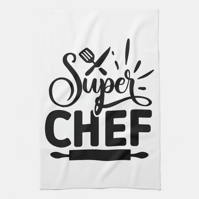 Super Chef Kitchen Apron with Tools Kitchen Towel (Vertical)