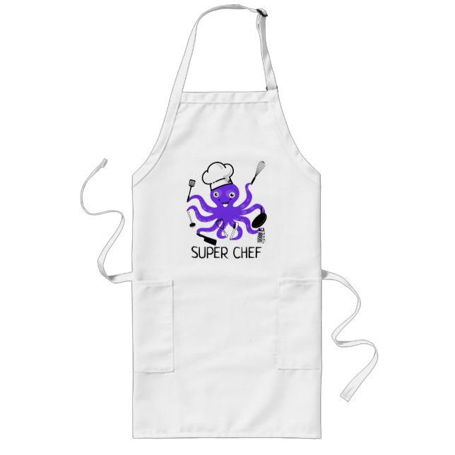 Super Chef Purple Octopus Personalize Long Apron (Front)