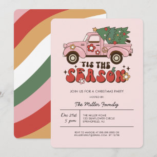 Super coloré Retro Fête de Noël Invitation