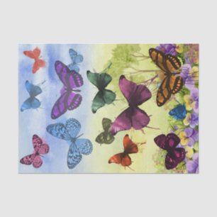 Super Colourful Butterflies Amidst Violets Tissue Paper