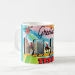Super Colourful Dallas Texas Coffee Mug<br><div class="desc">A vintage, retro bright, happy Dallas Texas greeting postcard.</div>