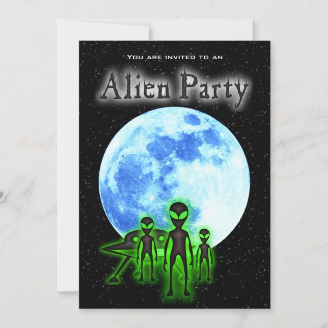 Super Cool Alien & UFO Invitation (Devant)