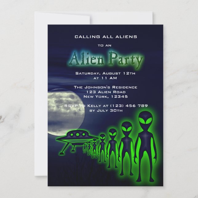 Super Cool Alien & UFO Invitation (Devant)