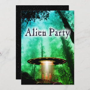 Super Cool Alien & UFO Party Invite
