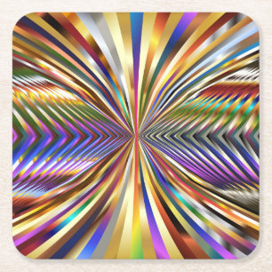Super Cool and Colorful Psychedelic Chromatic Art Square Paper Coaster