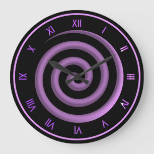Super Cool Black and Lavender Spiral Wall Clock
