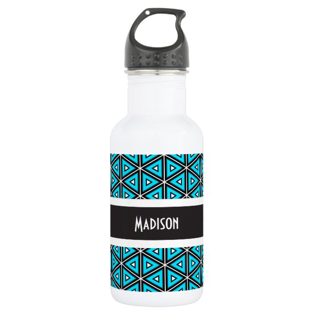 Super Cool Blue Abstract w/Name 532 Ml Water Bottle (Front)