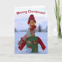 Super Cool Chicken In Ugly Christmas Sweater Card!
