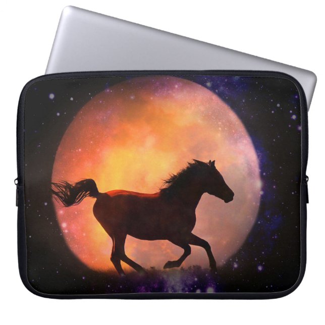 Super Cool Horse and Moon Laptop Sleeve (Front)