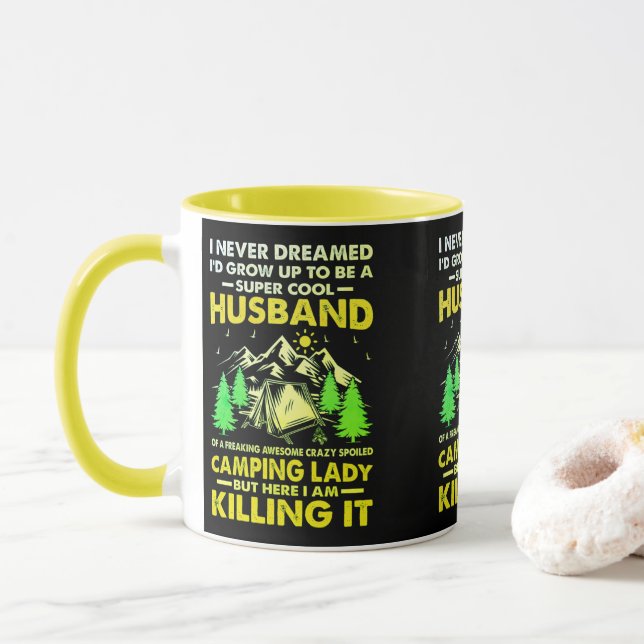 Super Cool Husband of Camping Lady Funny Camper    Mug (With Donut)