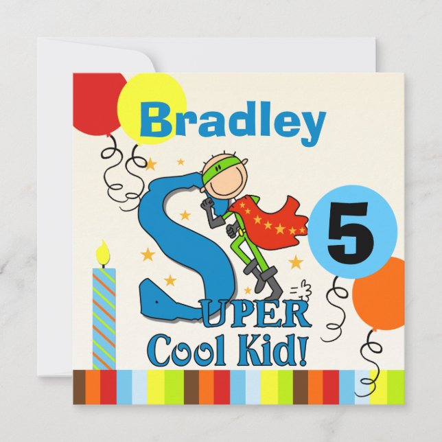 Super Cool Kid Customized Birthday Invites (Front)