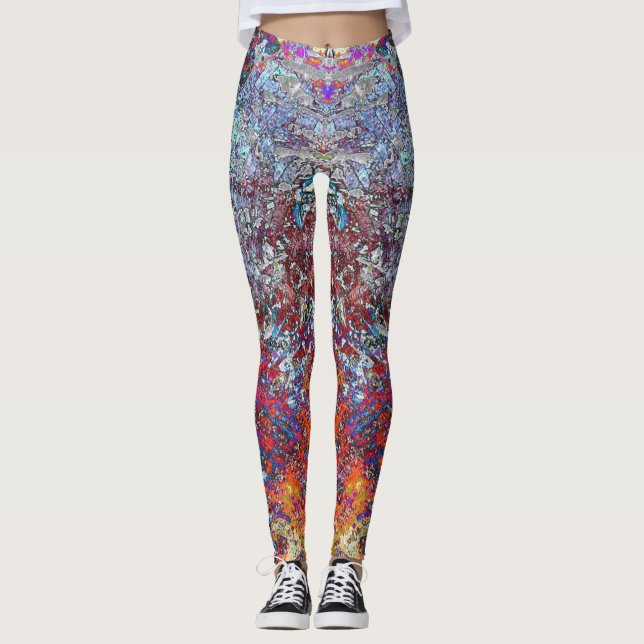 Super cool leggings with abstract colorful pattern (Front)