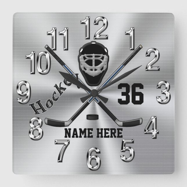 Super Cool PERSONALIZED Hockey Clock for Boys (Front)
