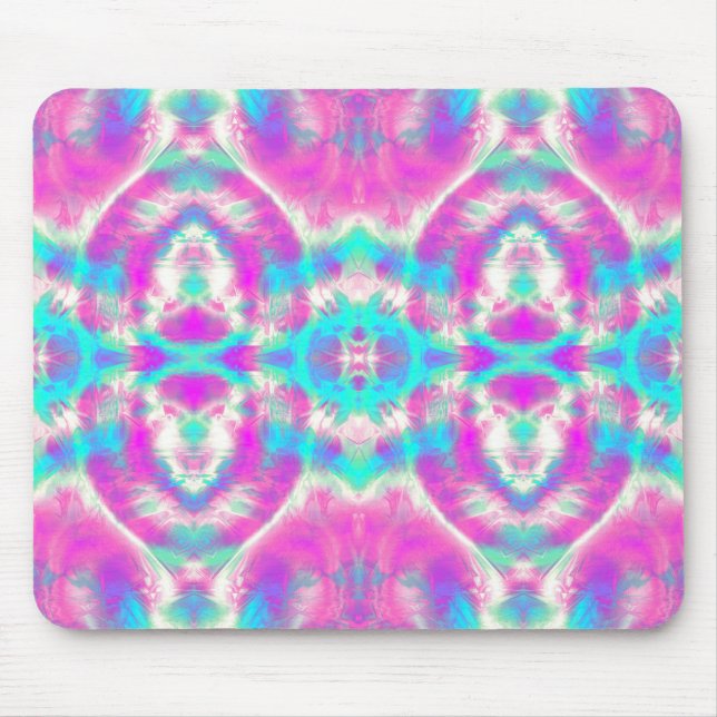Super Cool Pink and Blue Abstract Pattern Mouse Pad (Front)