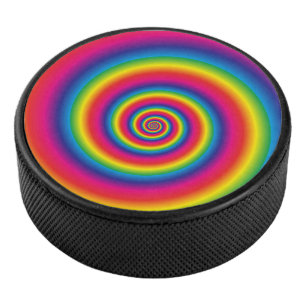 Super Cool Rainbow Swirl Hockey Puck