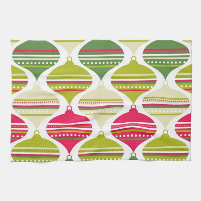 Super Cool Retro Mod Abstract Ornaments Kitchen Towel (Horizontal)