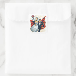 Super Couple Wedding Square Sticker