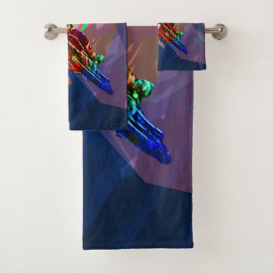 Super Crayon Coloured Dirt Bike Leaning Into Curve Bath Towel Set