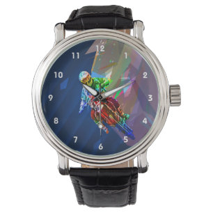 Super Crayon Coloured Dirt Bike Leaning Into Curve Watch