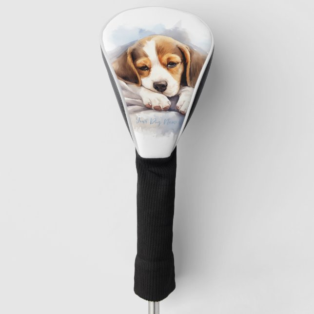 Super cute angel sleeping puppy Beagle dog 004 Golf Head Cover (Front)