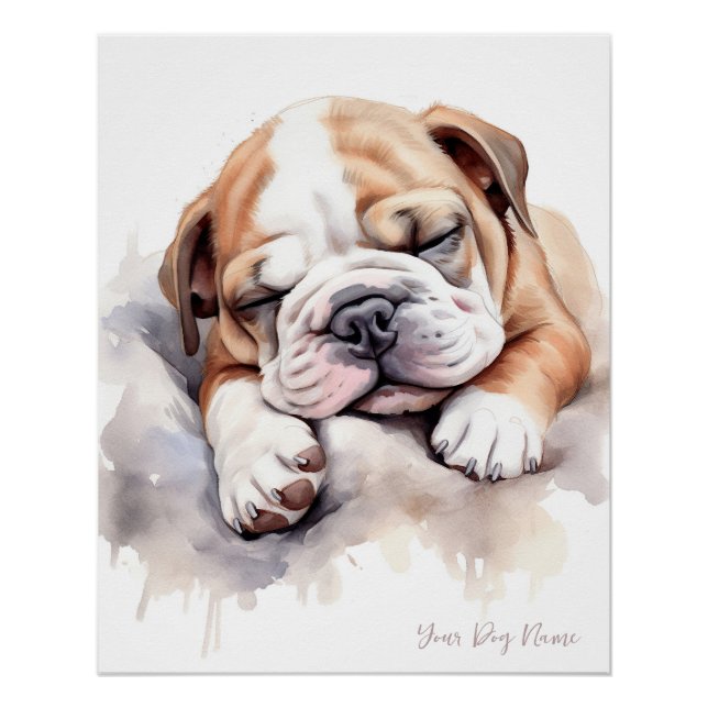 Super cute angel sleeping puppy Bulldog 001 - Wend Poster (Front)