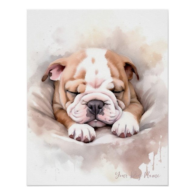 Super cute angel sleeping puppy Bulldog 002 - Wend Poster (Front)
