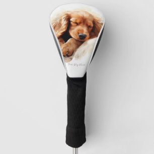 Super cute angel sleeping puppy Cocker Spaniel Dog Golf Head Cover