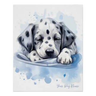Super cute angel sleeping puppy Dalmatian Dog 004  Poster
