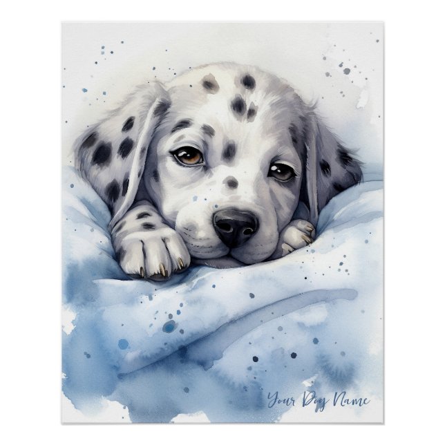 Super cute angel sleeping puppy Dalmatian Dog 005  Poster (Front)