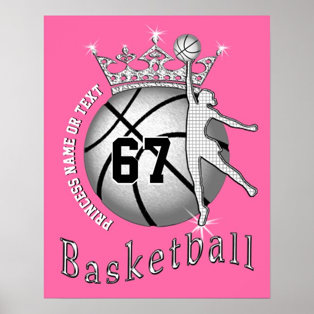 Super Cute Basketball Posters with Name and Number (Front)
