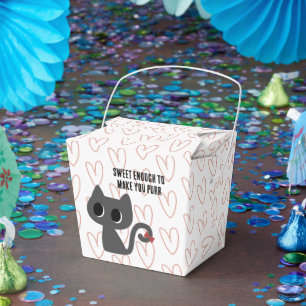 Super Cute Black Cat and Red Heart Favor Box