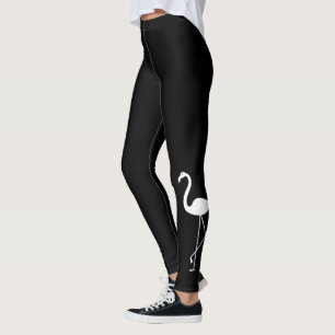 Super Cute Black & White Flamingo Leggings