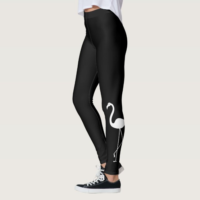 Super Cute Black & White Flamingo Leggings (Left)