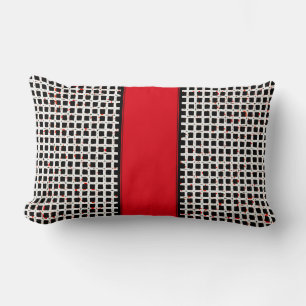 Super Cute Black White Red Pattern Chic Lumbar Pillow
