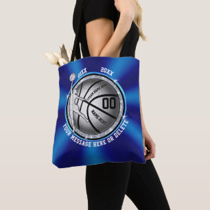 Super Cute Blue and Silver Basketball Tote Bag
