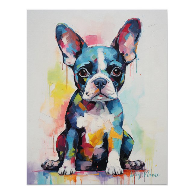Super Cute Boston Terrier Dog Puppy 002 - Xeno Luc Poster (Front)