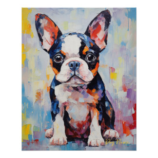Super Cute Boston Terrier Dog Puppy 003 - Xeno Luc Poster
