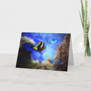 Super Cute Cat and Fish Birthday Card