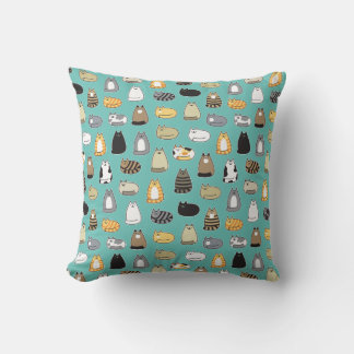 Super Cute Cat Pattern, Changeable Color Throw Pillow