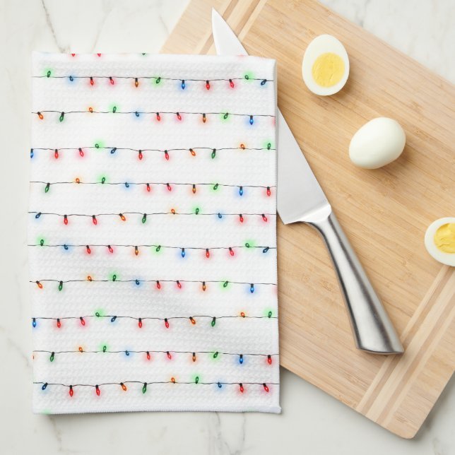 Super cute Christmas lights pattern kitchen decor Towel (Quarter Fold)